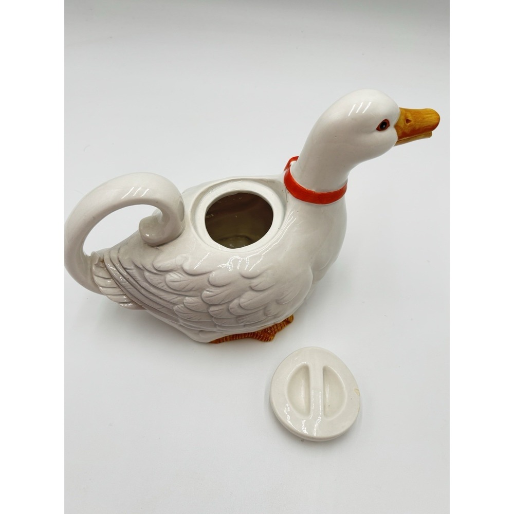 Vintage Otagiri Goose Teapot Ceramic White Duck Tea Pot Japan Farmhouse Cottag - Picture 7 of 9